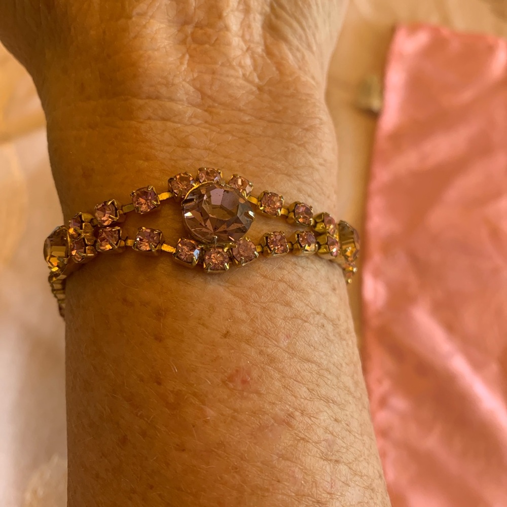 Vintage Kramer Pink Rhinestone Bracelet
